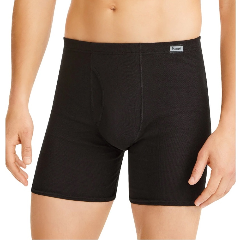 Hanes Men's Value Pack Covered Waistband Boxer Briefs, 6 Pack, Size M (32 X 34)